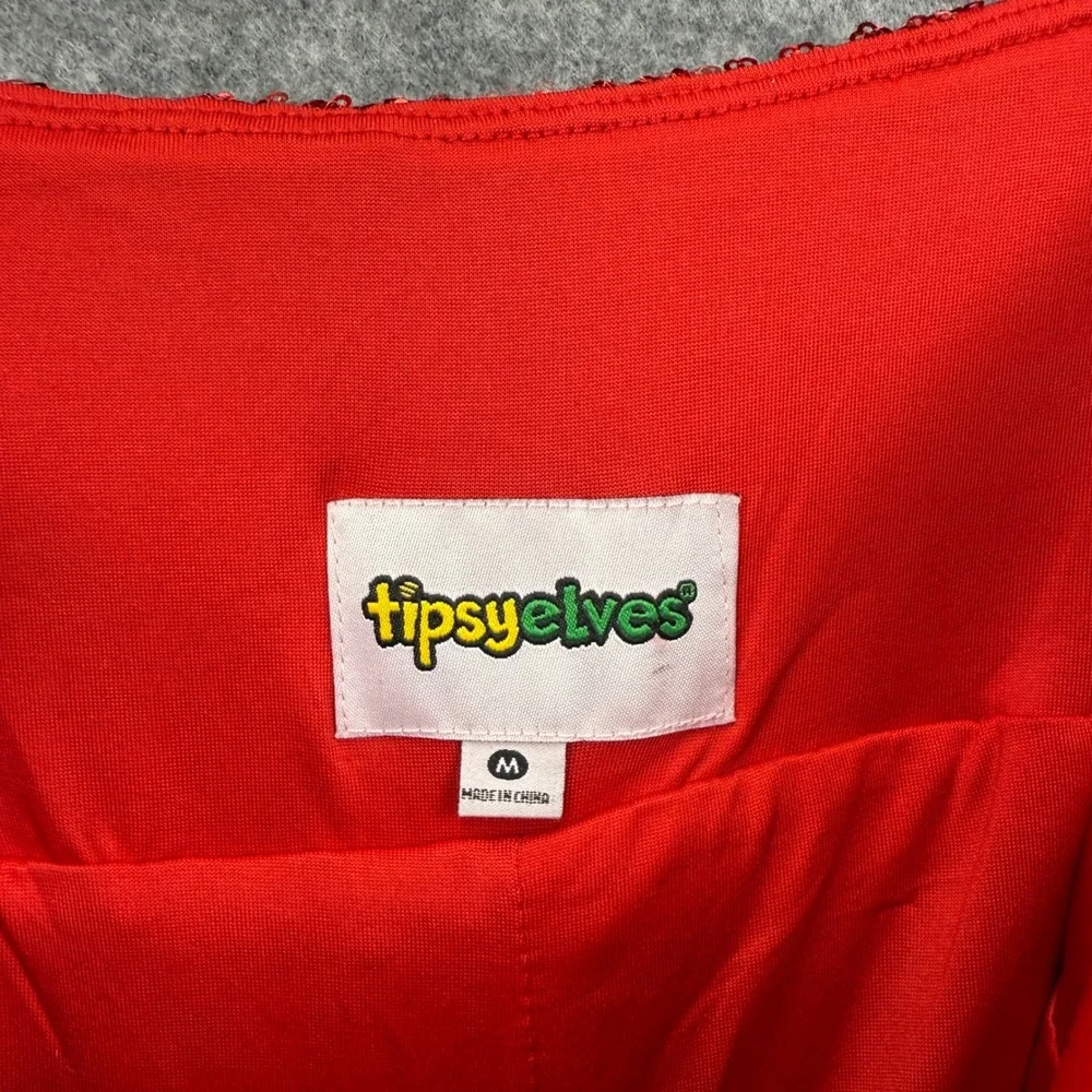 Tipsy Elves Womens Red Sequin‎ High Waisted Leggings Size Medium NWT TE-CWP322M